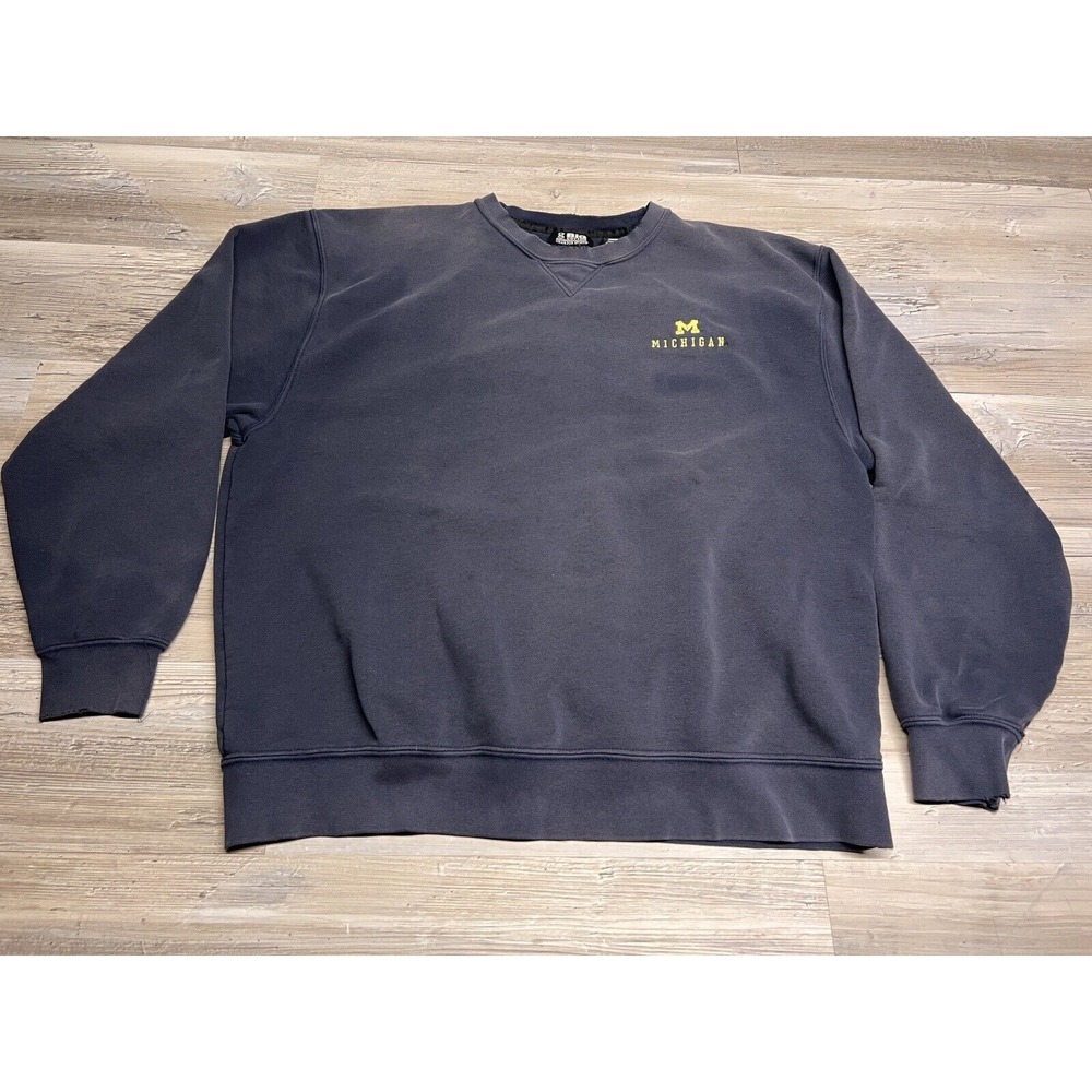 Vintage University of Michigan Wolverines Sweatshirt‎ Embroidered Faded  XL B1G